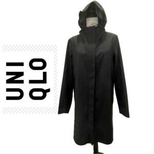UNIQLO PARKA HOODED COAT BLACK Sz M WINDBREAKER WATER RESISTANT STRECH VERSATILE